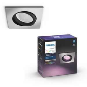 Philips Hue Centura alumínium LED mennyezeti spot, négyzet, RGBW, GU10 fényforrással, 350 lm, 5055148P7, Bluetooth+Zigbee