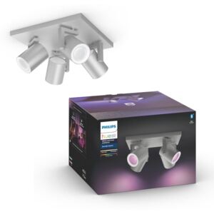 Philips Hue Argenta alumínium négyes mennyezeti LED spot, RGBW, GU10 fényforrással, 5062448P7, Bluetooth+Zigbee