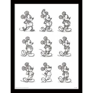Miki Egér (Mickey Mouse) - Sketched Multi Keretezett Poszter