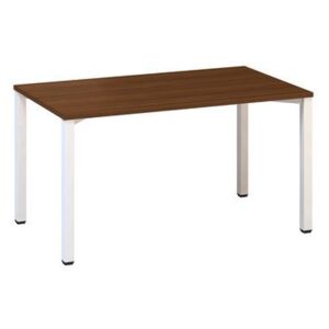 Alfa 420 konferenciaasztal fehér lábazattal, 140 x 80 x 74,2 cm, egyenes kivitel, dió mintázat