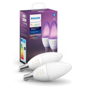 Philips Hue White and Color Ambiance E14 LED gyertya dupla csomag, RGBW, 2x6W, 2x470lm, Bluetooth+Zigbee, 8718699726331