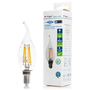 V-TAC E14 LED izzó Retro filament (4W/300°) Csavart gyertya láng - hideg fehér