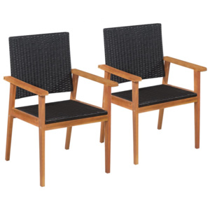 2 db fekete és barna polyrattan kültéri szék