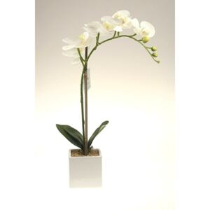 Selyem orchidea cserépben 47 cm fehér