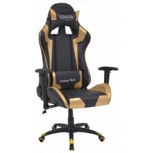 Aranyszínű dönthető versenyautó ülés alakú műbőr irodai szék