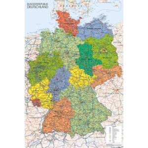 Plakát Németország politikai térképe, (61 x 91,5 cm)
