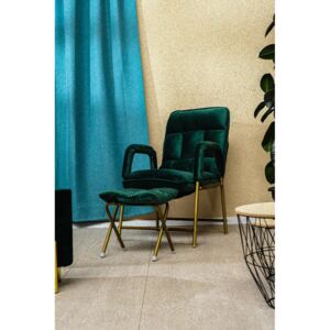 Állítható fotel lábtartóval Dark Green Elegance