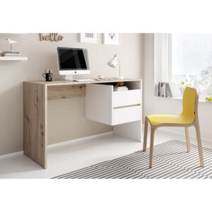 BERY 3 íróasztal, 125x76x52, tölgy artisan/fehér
