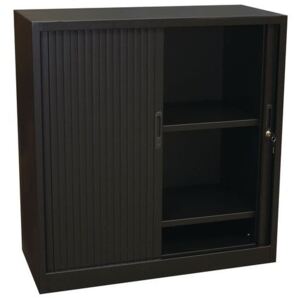 Manutan Fém irattároló szekrény rolóval, 2 polc, 105 x 100 x 45 cm, fekete%