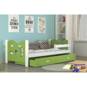 MICKEY Color gyerekágy + AJÁNDÉK matrac + ágyrács, 160x80 cm, fehér/zöld