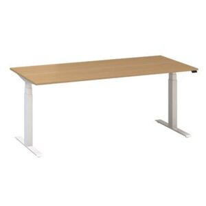 Alfa Up állítható magasságú irodai asztal fehér lábazattal, 180 x 80 x 61,5-127,5 cm, vadkörte mintázat