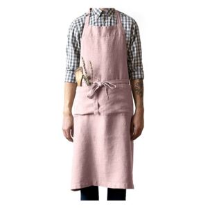 Chef világos rózsaszín vászonkötény, hosszúság 100 cm - Linen Tales