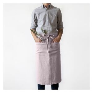 Chef világos rózsaszín vászonkötény, hosszúság 76 cm - Linen Tales