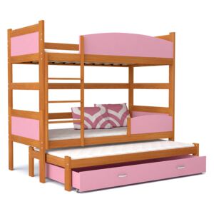 Marobútor Emeletes ágy pótággyal Swing 3 Éger 184x80 Szín: Rózsaszín