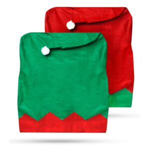 Karácsonyi székdekoráció - manósapka - piros / zöld - 2 db/csomag