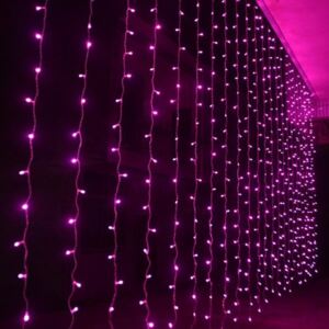 LED-es fényfüggöny, sorolható, lila 2x1,5m (100 LED)