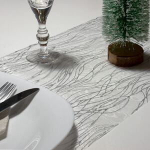 Karácsonyi asztalterítő futó - ezüst színű - 180 x 28 cm
