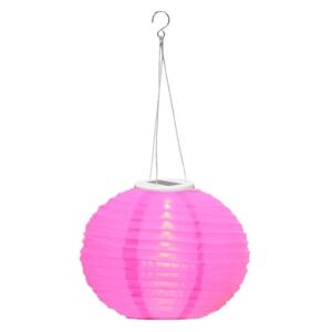 Napelemes vízálló kültéri LED lampion (28 cm) - pink
