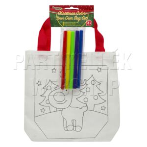 Karácsonyi színezhető táska 5 db filccel - rénszarvasos
