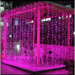 LED-es fényfüggöny, sorolható, pink 3x3m (300 LED)