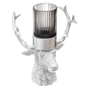 Szarvas fej alakú asztali dísz, mécsestartóval, ezüst - CERF
