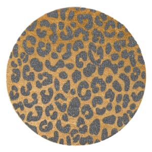 Leopard szürke kerek, természetes kókuszrost lábtörlő, ⌀ 70 cm - Artsy Doormats