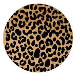 Leopard fekete kerek, természetes kókuszrost lábtörlő, ⌀ 70 cm - Artsy Doormats