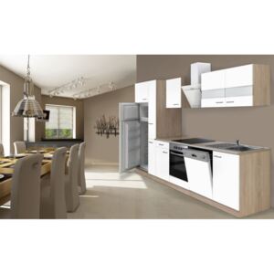 Hagen310 konyhabútor sütő-, hűtő-, mosogatógép beépítő szekrénnyel, kamraszekrénnyel Sonoma - Fehér