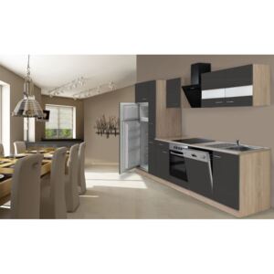 Hagen310 konyhabútor sütő-, hűtő-, mosogatógép beépítő szekrénnyel, kamraszekrénnyel Sonoma - Antracit