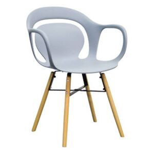 Modern műanyag karfás szék, szürke - BRUME