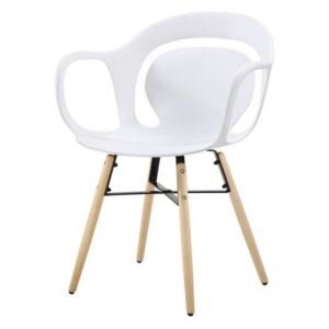 Modern műanyag karfás szék, fehér - BRUME