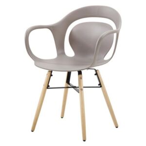 Modern műanyag karfás szék, szürkésbarna - BRUME