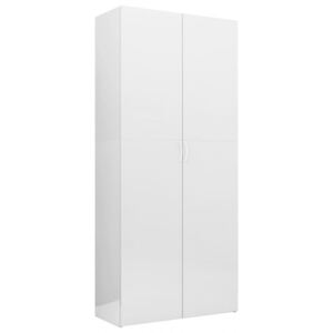 Magasfényű fehér forgácslap tárolószekrény 80 x 35,5 x 180 cm
