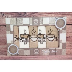Konyhai törlőkendők ajándékcsomagolásban COFFEE-NILTEKS (6db 40x60 cm) - barnás-bézs