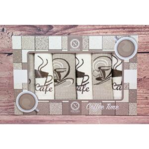 Konyhai törlőkendők ajándékcsomagolásban CAFE-NILTEKS (6db 40x60 cm) - barnás-krémszín
