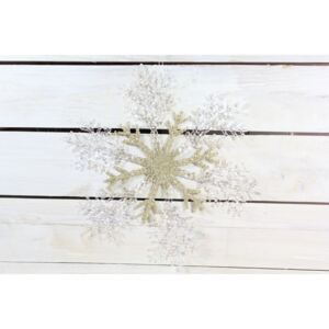 Műanyag hópehely - fehéres-arany (á. 31 cm) - karácsonyi