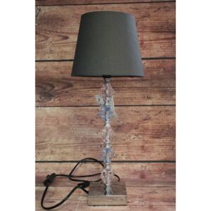 Lámpa kékes-rózsaszín dísszel - szürke (m. 48,5 cm)