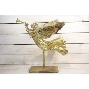 Angyal állványon trombitával - arany (m. 42,5 cm) - karácsonyi