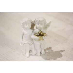 Angyalkák - kezükben arany csillaggal (m. 7,5 cm) - karácsonyi