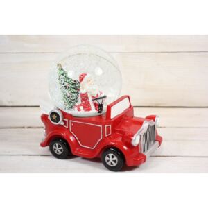 Piros autó - TÉLAPÓ hógömbben (15x14 cm) - karácsonyi