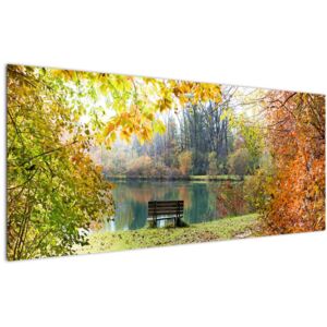 Egy tó képe (Modern kép, Vászonkép, 120x50 cm)