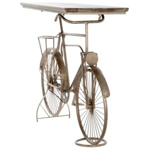 Bicikli konzolasztal arany Glamour stílusban fa asztallappal