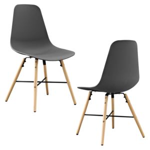 [en.casa]® Étkezőszék Eindhoven 2 darabos design szék szett fa lábak 85,5 x 46 cm szürke
