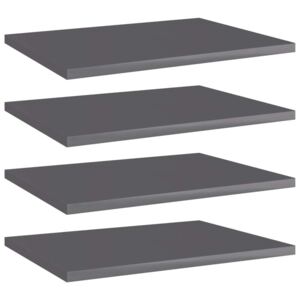 VidaXL 4 db magasfényű szürke forgácslap könyvespolc 40 x 30 x 1,5 cm
