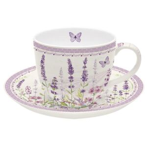 Levendula virágos porcelán teás csésze aljjal Levender field