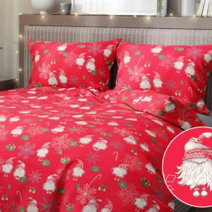 Goldea karácsonyi pamut ágyneműhuzat - cikkszám 1061 - karácsonyi manók piros alapon 140 x 200 és 70 x 90 cm