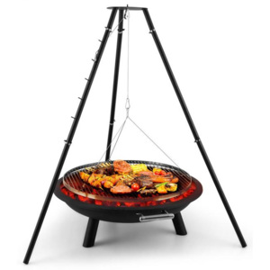 Blumfeldt Arco Trino, forgó grill, tűzrakótál, barbecue, háromlábú állvány, rozsdamentes acél