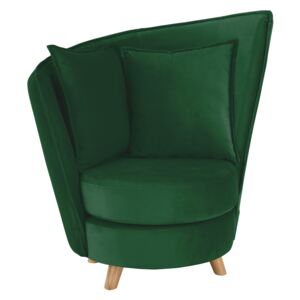 Fotel Art Deco stílusban, smaragd színű Velvet anyag/tölgy, ROUND