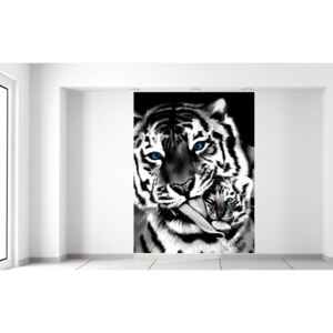 Gario Fotótapéta Feketefehér tigris és kistigris 150x200cm Anyag: Latex (ragasztó ingyen)