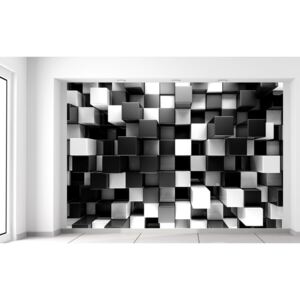 Gario Fotótapéta Fekete-fehér 3D kockák Méretek (sz x m): 200 x 135 cm, Anyag: Latex (ragasztó ingyen)